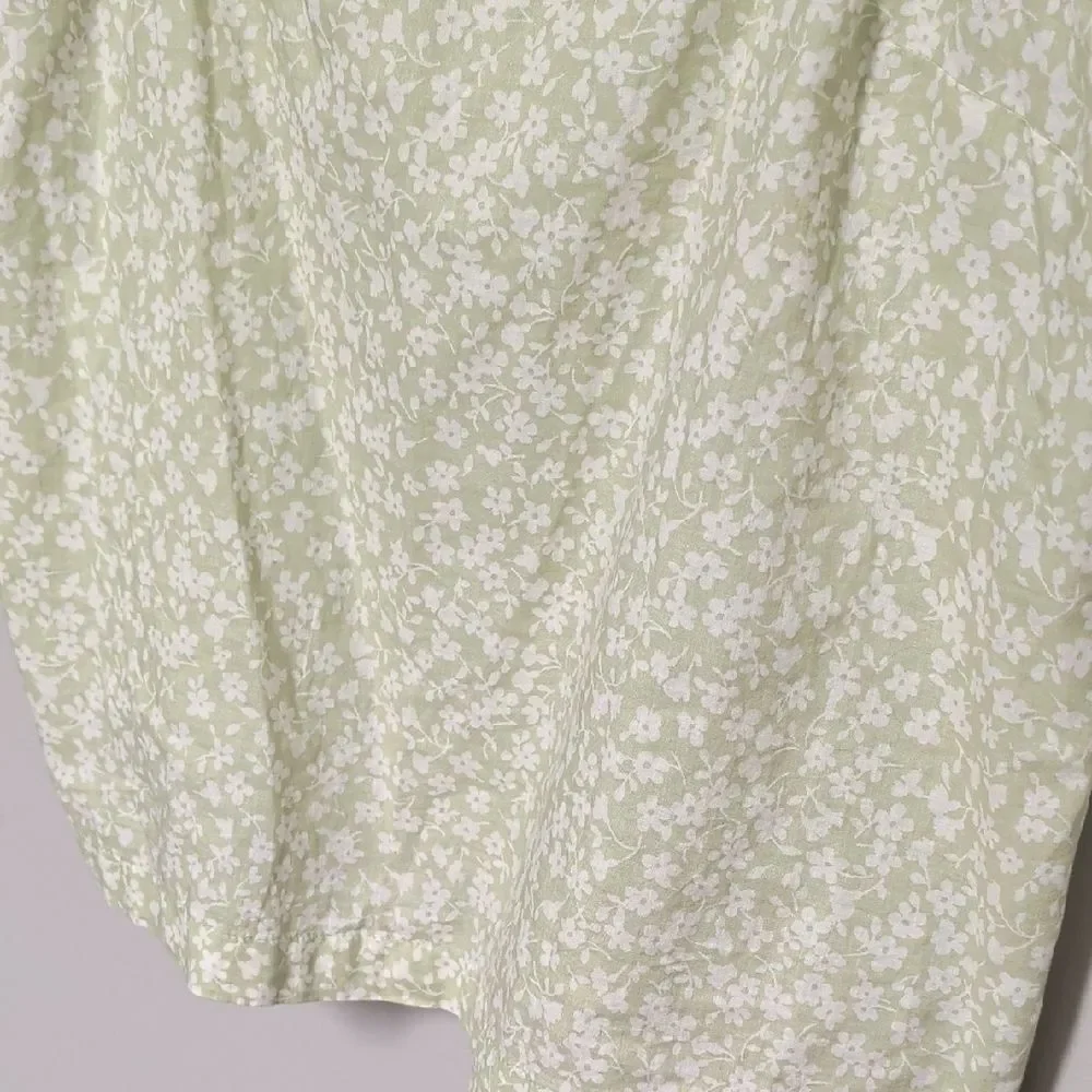 J. Crew Light Green Floral Tank Top with Ruffle Straps